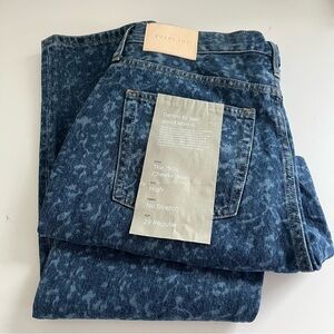 Everlane 90s Cheeky Jean High Rise 29R Dark Painterly Strokes‎ Button Fly NWT